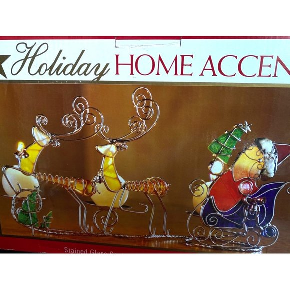 Holiday Home Accent Holiday Holiday Stained Glass Santa And